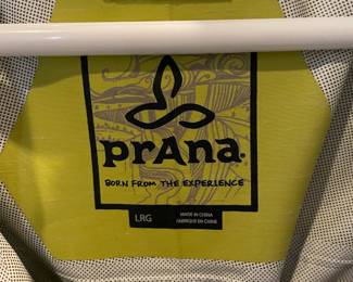 Prana White/Yellow Rain Jacket - Size Lg