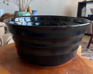 Crate & Barrel Black Ceramic Planter