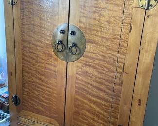 Burlwood Chinese Side Cabinet