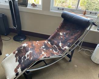 Brown/White Cowhide Gravity Chaise Lounger
