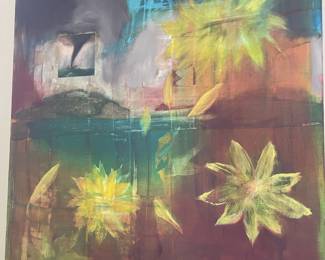 Contemporary Abstract Floral Oil Painting on Canvas by Sandy Sampson
