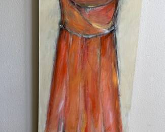 Red Dress Oil Painting on Canvas