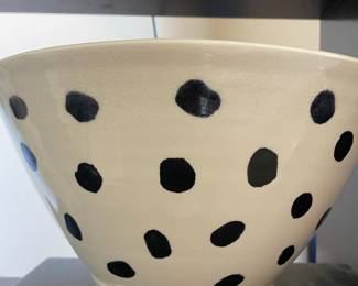 White Ceramic Bowl with Black Spots - Marked DC
