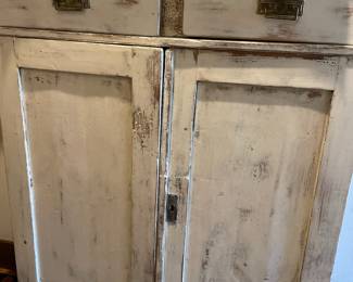 Distressed White Side Cabinet