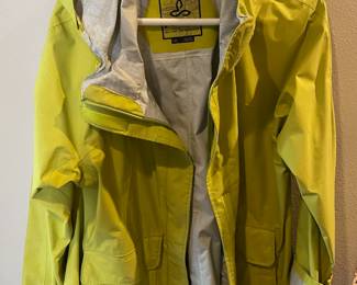 Prana White/Yellow Rain Jacket - Size Lg