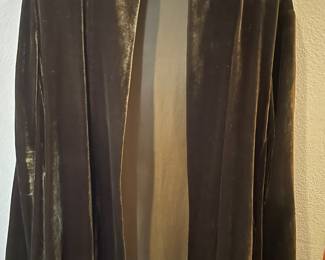 Brown Velvet Open Front Cardigan