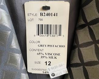 Oscar De La Renta Women's Silver Silk Blend Blazer - Size 12