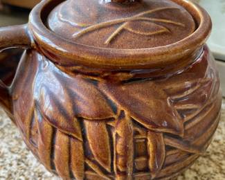 McCoy Brown Glazed Pea Pod Pattern Cookie Jar