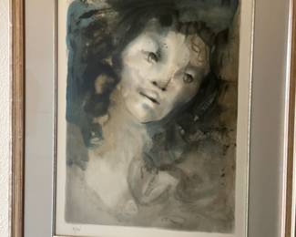1974 "III L’absente" Framed & Matted Lithograph Portrait by Leonor Fini