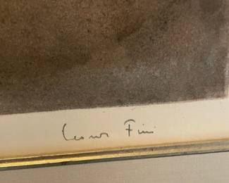 "Head of a Woman" Framed & Matted Lithograph Portrait by Leonor Fini