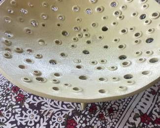 Abstract Cream Pottery Colander 