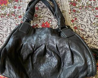 Cole Haan Black Pleated Leather Purse