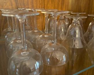 Set of 8 Etched Wine Glasses with Star Pattern, Set of 6 Etched Footed Goblets with Star Pattern