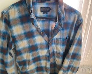Pendleton Brown, Cream & Blue Flannel Long Sleeve Shirt