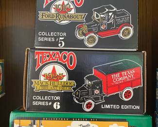 ERTL 1918 Ford Runabout Die Cast Coin Bank, ERTL 1925 Mack Bulldog Die Cast Coin Bank, ERTL Texaco 1934 Diamond T Tanker Die Cast Coin Bank