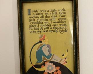 1925 Buzza Motto Print Poem "I wish I was a little rock"