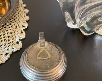 Silver Plate Lidded Tea Light Ribbed Candle Holder