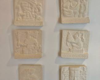 Sand Cast Plaques Made in Mexico - Jaguar God, Chaman The Mayan Wizard, Lady Ahpo, El Guardian, Lord Zac, The Kohunlich Mask