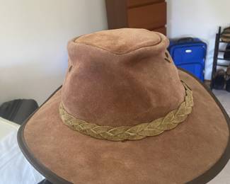 Barmah Hats - Size Large Light Brown Suede Leather Hat - Made in Australia