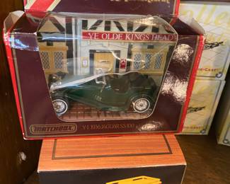 Matchbox Models of Yesteryear Die Cast 1936 Green Jaguar -SS-100, 1910 Die Cast Type A Water Wagon