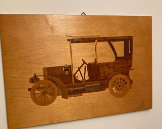 Old Fashion Car Wood Inlay Artwork