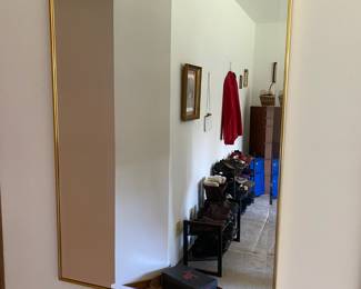 Sleek Rectangular Wall Mirror with Brass Frame