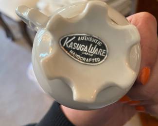 Kasugaware Handcrafted China Blue, Gold and White Teacup & Saucer