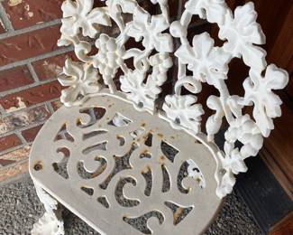 White Wrought Iron Chair with Floral Design