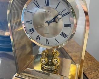 Seiko Brass Glass Anniversary Mantle Clock