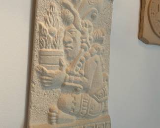 Mayan Ruins Engraving Replica Plaque Depicting Yum Kaax