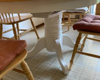 White Tile/Oak Dining Table & Chairs