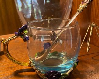 Glassyfi Butterfly/Floral Teacup & Spoon