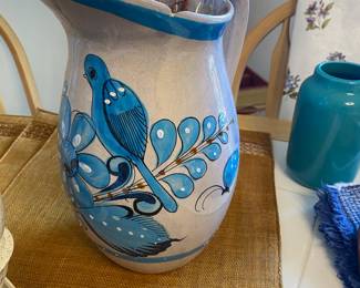 Blue/Gray Mexican Folk Art Pottery Jug