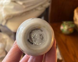 Irice Hand Painted White Silver Salt & Pepper Shakers