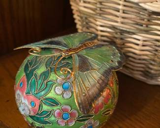 Green/Multicolored Floral Design Cloissone Ornament