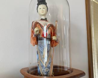 Japanese Geisha Doll in Glass Dome Case