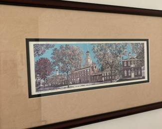 Framed & Matted Lithograph Print "Independence Square" by Rich Ahern