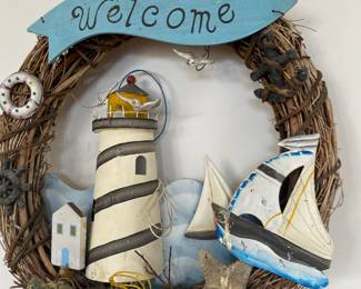 Light House Themed Wreath/Welcome Sign