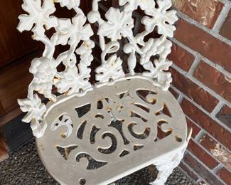 White Wrought Iron Chair with Floral Design