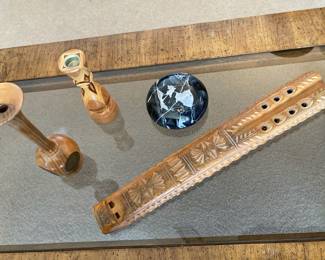 Carved Wood South European Balkan Double Flute