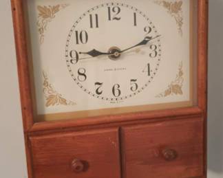 General Electric Wooden Hanging Wall Clock with 2 Drawers