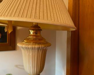 Brass & Cream Ceramic Table Lamp
