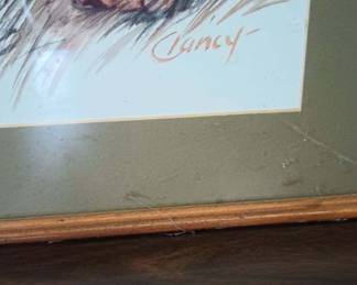 Set of 2 Framed Wildlife Art Prints Signed Clancy 