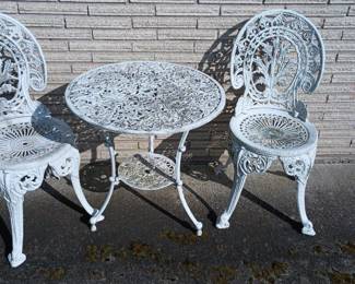 White Cast Iron Patio Bistro Set
