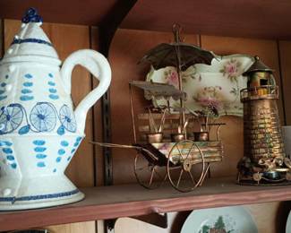 Copper Tone Flower Cart Wagon, Copper Tone Berkeley Designs Metal "You Light Up My Life" Light House Music Box