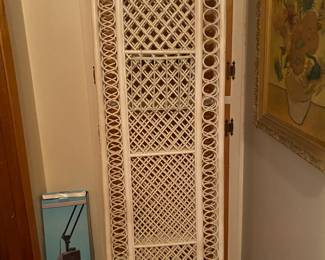 White Wicker Rattan Folding Screen Room Divider