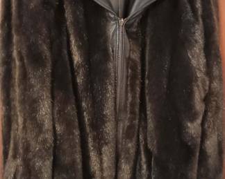  Woman’s Black Reversible Leather/Faux Fur Coat 