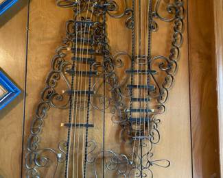 2 Wrought Iron Mandolin Wall Hanging Decor
