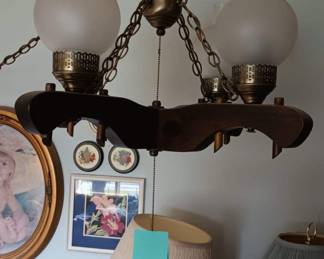 Circa 1970's Ox Yoke Chandelier