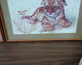 Set of 2 Framed Wildlife Art Prints Signed Clancy 